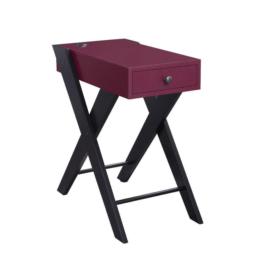 ACME Fierce Side Table (USB Charging Dock), Burgundy & Black FredCo