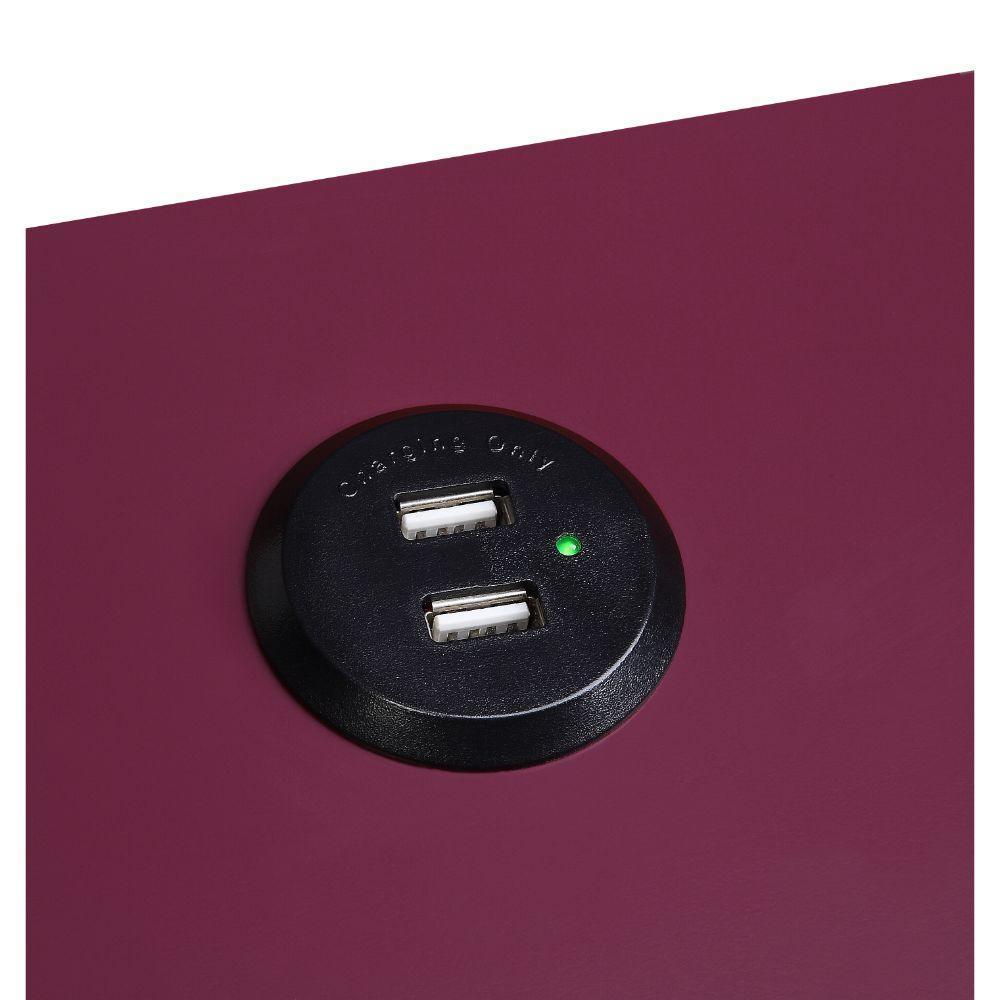 ACME Fierce Side Table (USB Charging Dock), Burgundy & Black FredCo