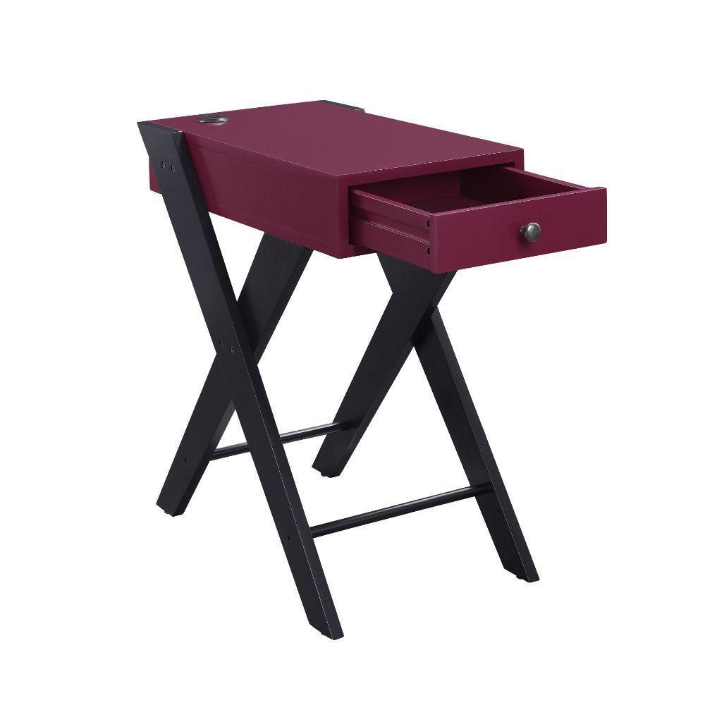 ACME Fierce Side Table (USB Charging Dock), Burgundy & Black FredCo