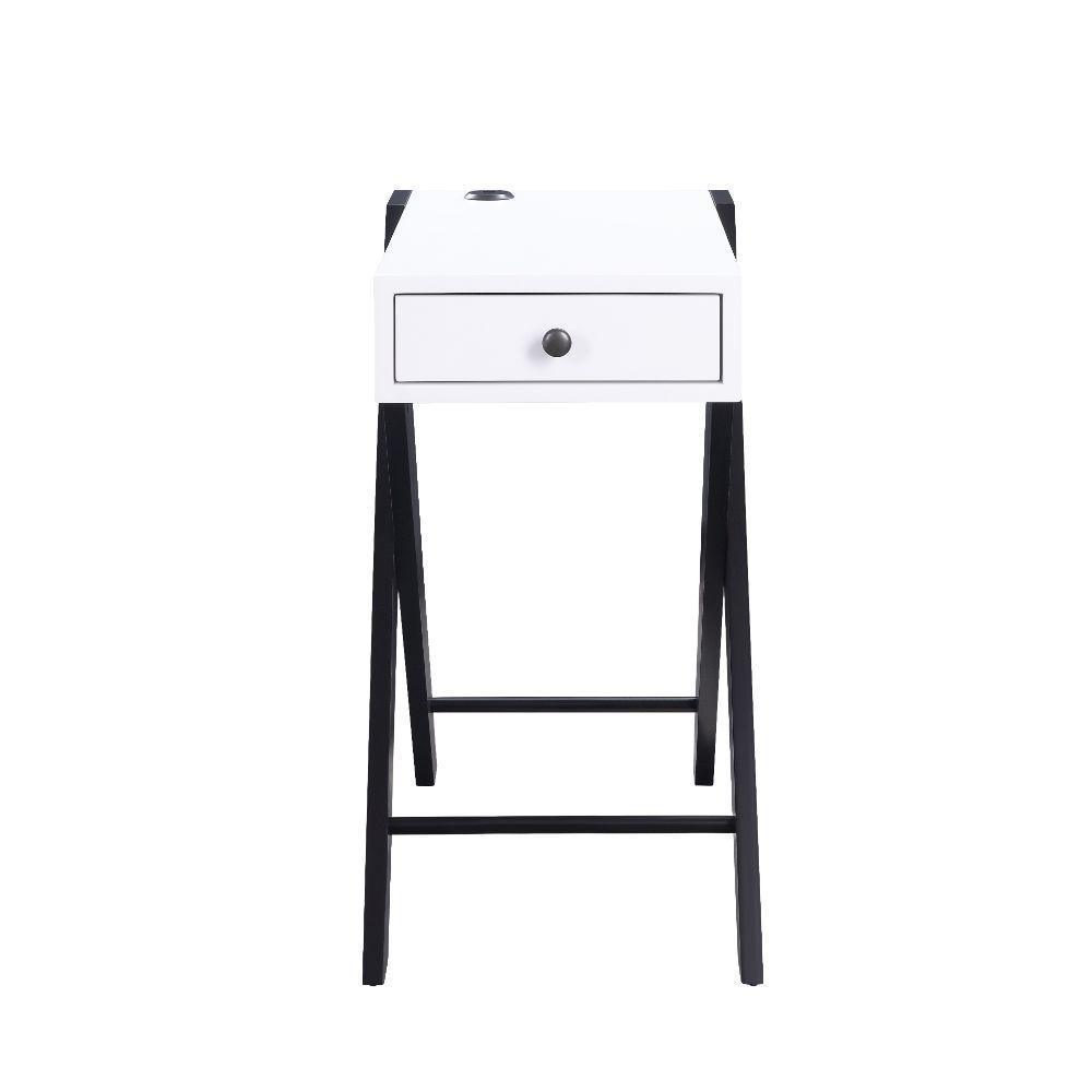 ACME Fierce Side Table (USB Charging Dock), White & Black FredCo