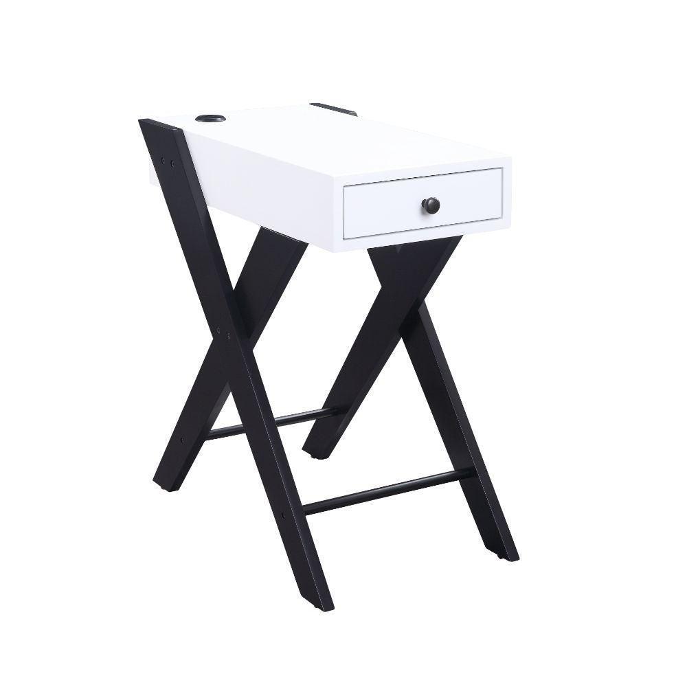ACME Fierce Side Table (USB Charging Dock), White & Black FredCo