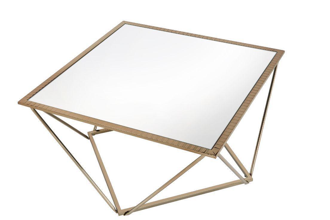 ACME Fogya Coffee Table, Mirrored & Champagne Gold Finish FredCo