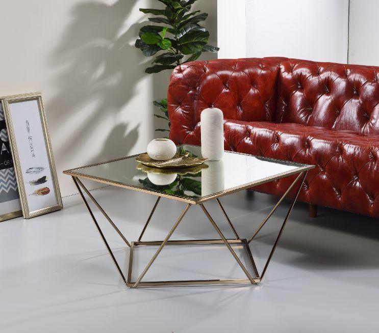 ACME Fogya Coffee Table, Mirrored & Champagne Gold Finish FredCo