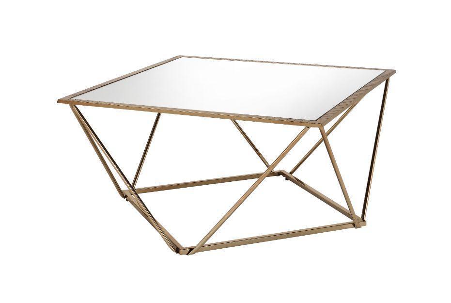 ACME Fogya Coffee Table, Mirrored & Champagne Gold Finish FredCo