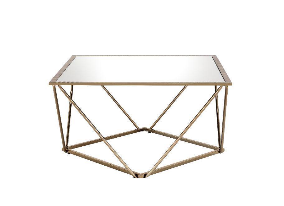 ACME Fogya Coffee Table, Mirrored & Champagne Gold Finish FredCo