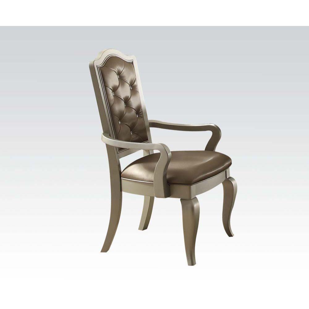 ACME Francesca Arm Chair (Set-2), Silver PU & Champagne FredCo