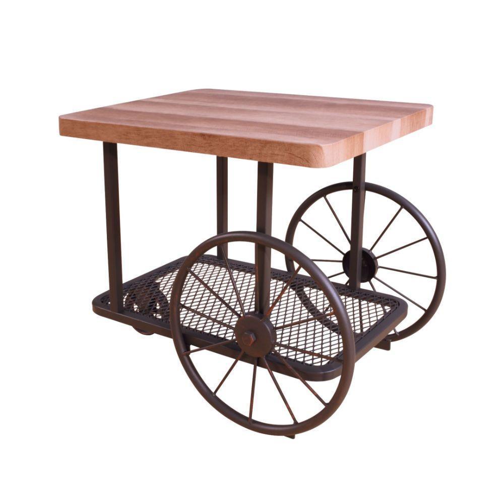 ACME Francie End Table, Oak & Antique Gray FredCo