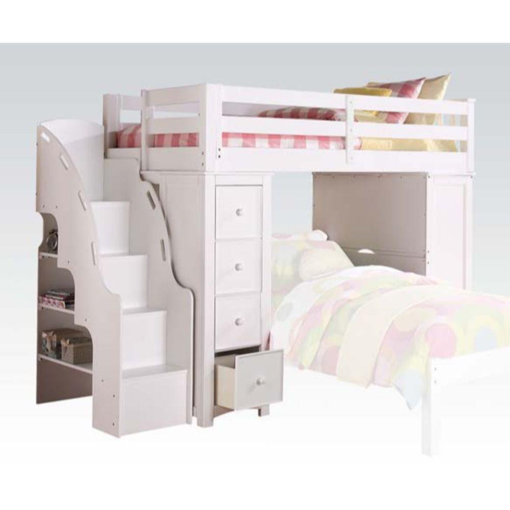 ACME Freya Loft Bed & Bookcase Ladder, White 37145 FredCo