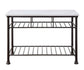 ACME Freyja Kitchen Island, White Cultured Stone & Gray Finish FredCo