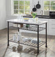 ACME Freyja Kitchen Island, White Cultured Stone & Gray Finish FredCo