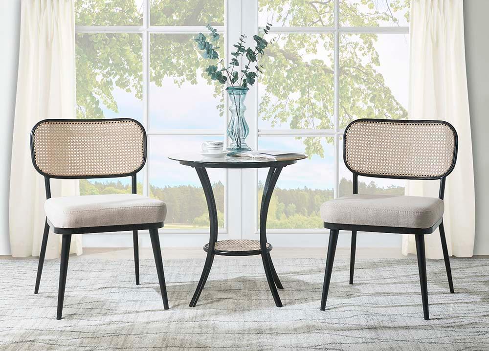 ACME Frydel 3 Pcs Set Table & Chairs, Black Finish FredCo