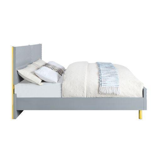 ACME Gaines Eastern King Bed, Gray High Gloss Finish FredCo