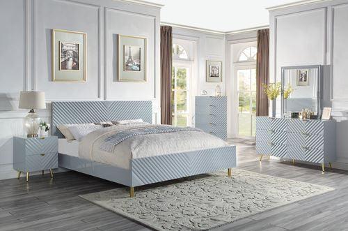 ACME Gaines Eastern King Bed, Gray High Gloss Finish FredCo