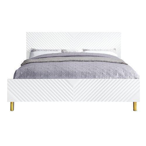 ACME Gaines Eastern King Bed, White High Gloss Finish FredCo