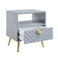 ACME Gaines End Table, Gray High Gloss Finish FredCo