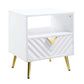 ACME Gaines End Table, White High Gloss Finish FredCo
