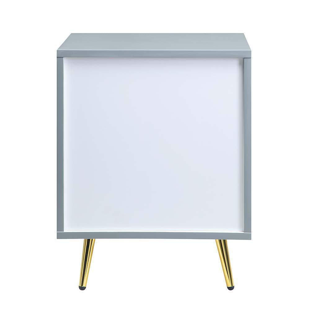 ACME Gaines Nightstand, Gray High Gloss Finish FredCo