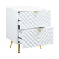 ACME Gaines Nightstand, White High Gloss Finish FredCo