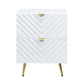 ACME Gaines Nightstand, White High Gloss Finish FredCo