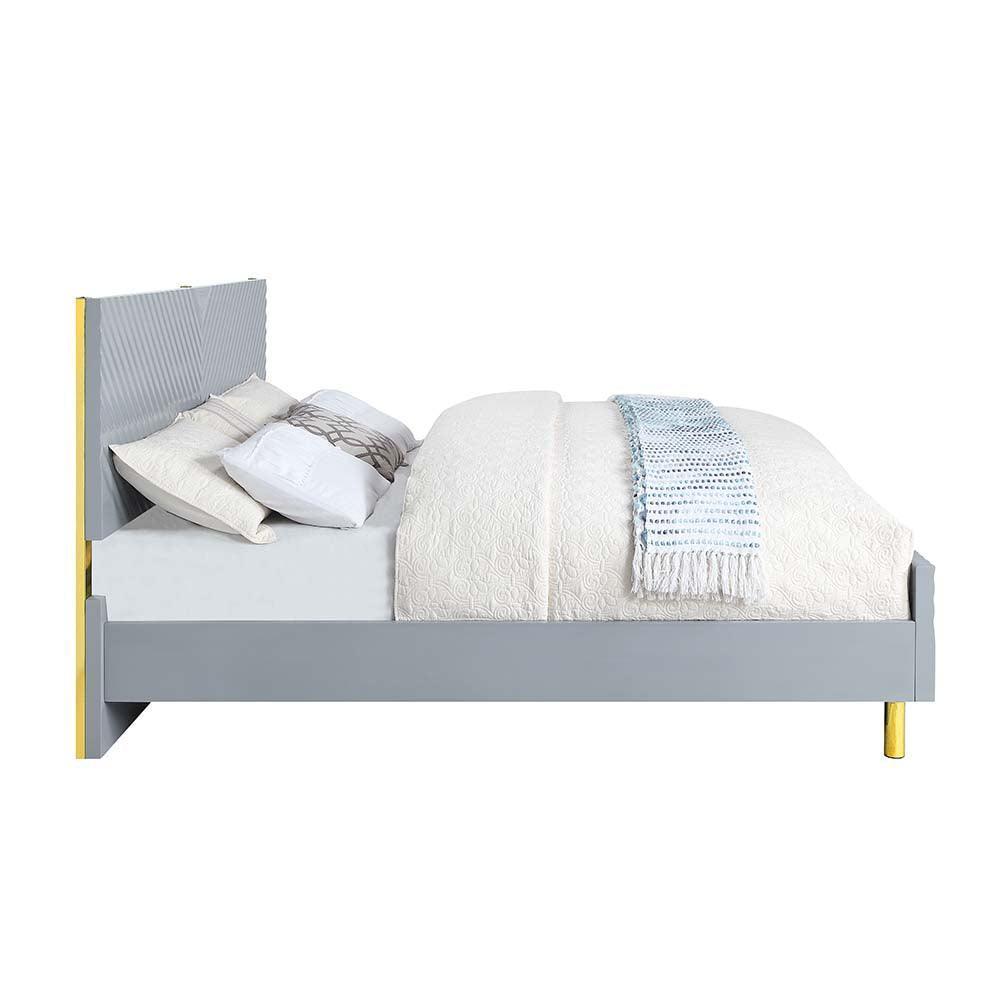 ACME Gaines Queen Bed, Gray High Gloss Finish FredCo