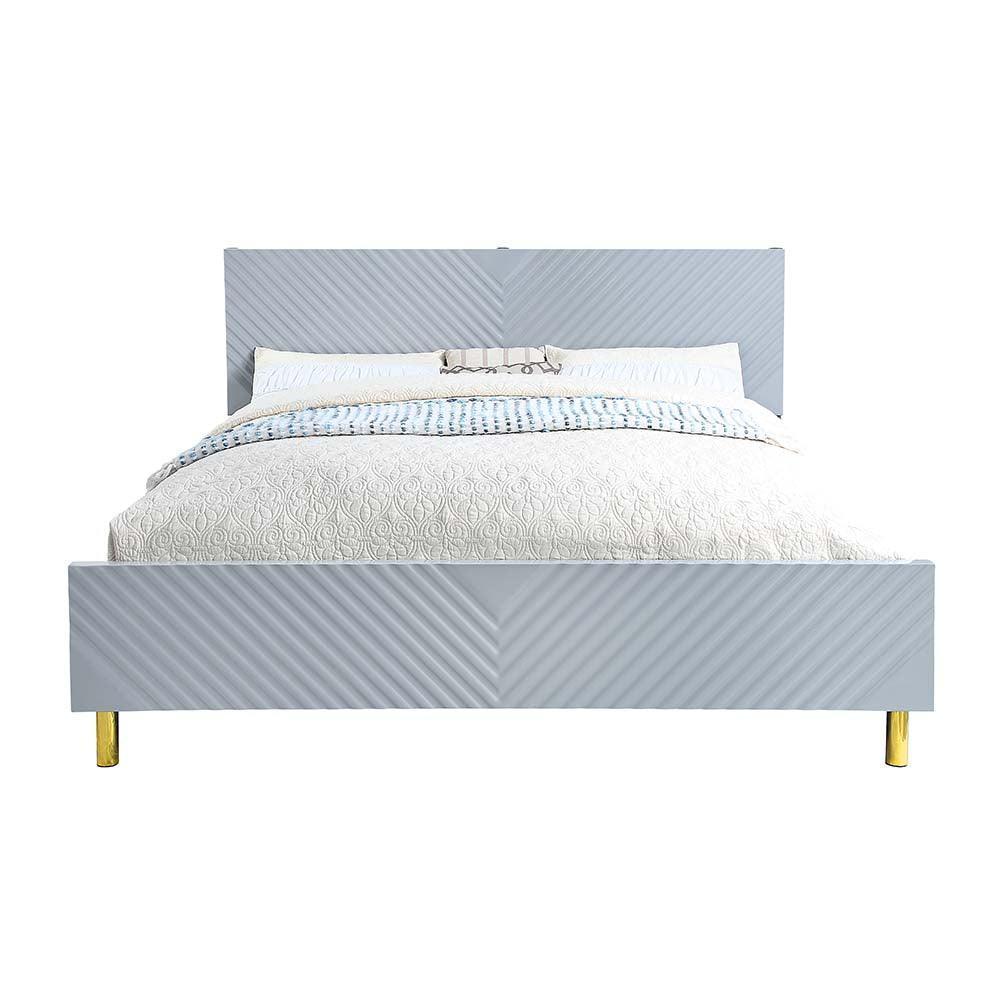 ACME Gaines Queen Bed, Gray High Gloss Finish FredCo