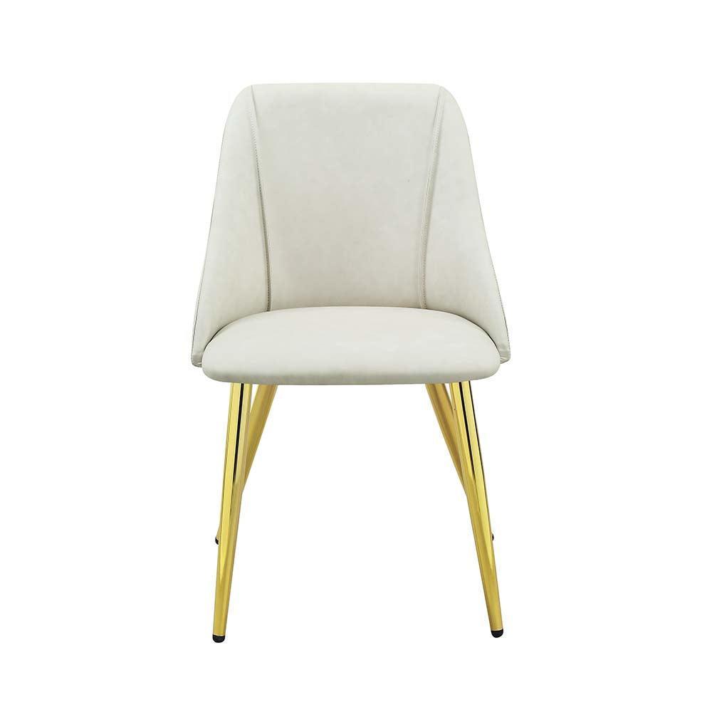 ACME Gaines Side Chair(Set-2), White PU FredCo