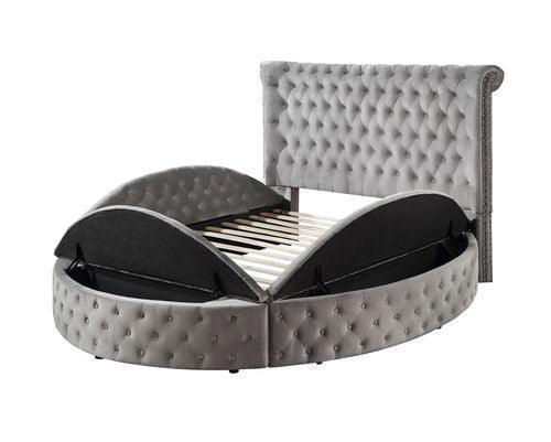 ACME Gaiva Eastern King Bed w/Storage, Gray Velvet FredCo