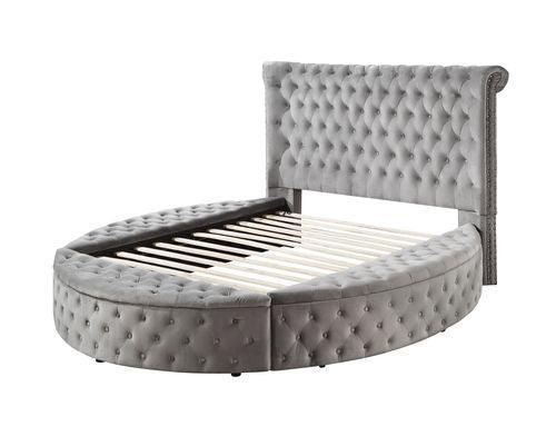 ACME Gaiva Eastern King Bed w/Storage, Gray Velvet FredCo