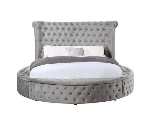 ACME Gaiva Eastern King Bed w/Storage, Gray Velvet FredCo