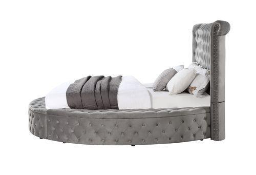 ACME Gaiva Eastern King Bed w/Storage, Gray Velvet FredCo