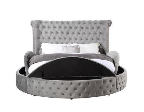 ACME Gaiva Eastern King Bed w/Storage, Gray Velvet FredCo