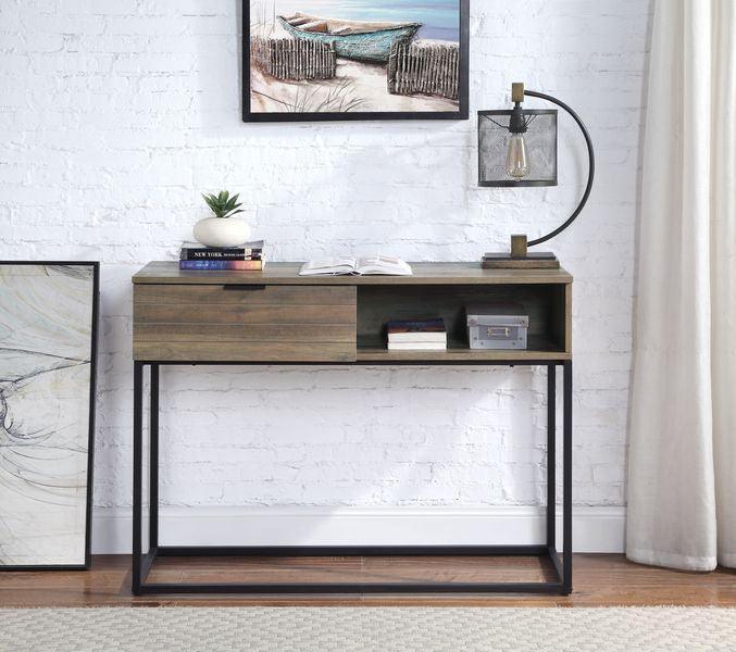 ACME Galeno Writing Desk, Rustic Oak & Black Finish FredCo