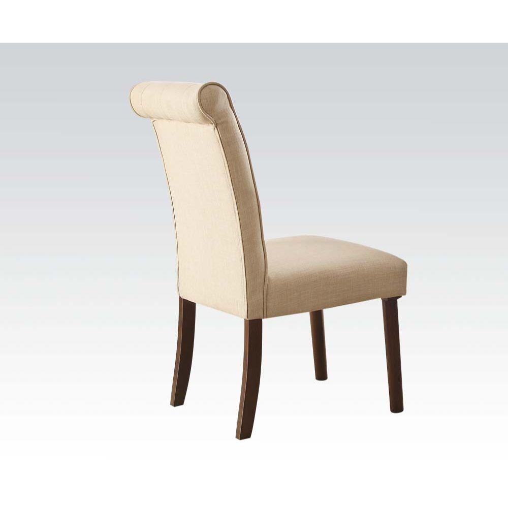 ACME Gasha Side Chair (Set-2), Beige Linen & Walnut FredCo