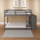 ACME Gaston Twin/Twin Bunk Bed w/Cabinet, Gray Finish FredCo