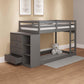ACME Gaston Twin/Twin Bunk Bed w/Cabinet, Gray Finish FredCo