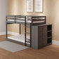 ACME Gaston Twin/Twin Bunk Bed w/Cabinet, Gray Finish FredCo