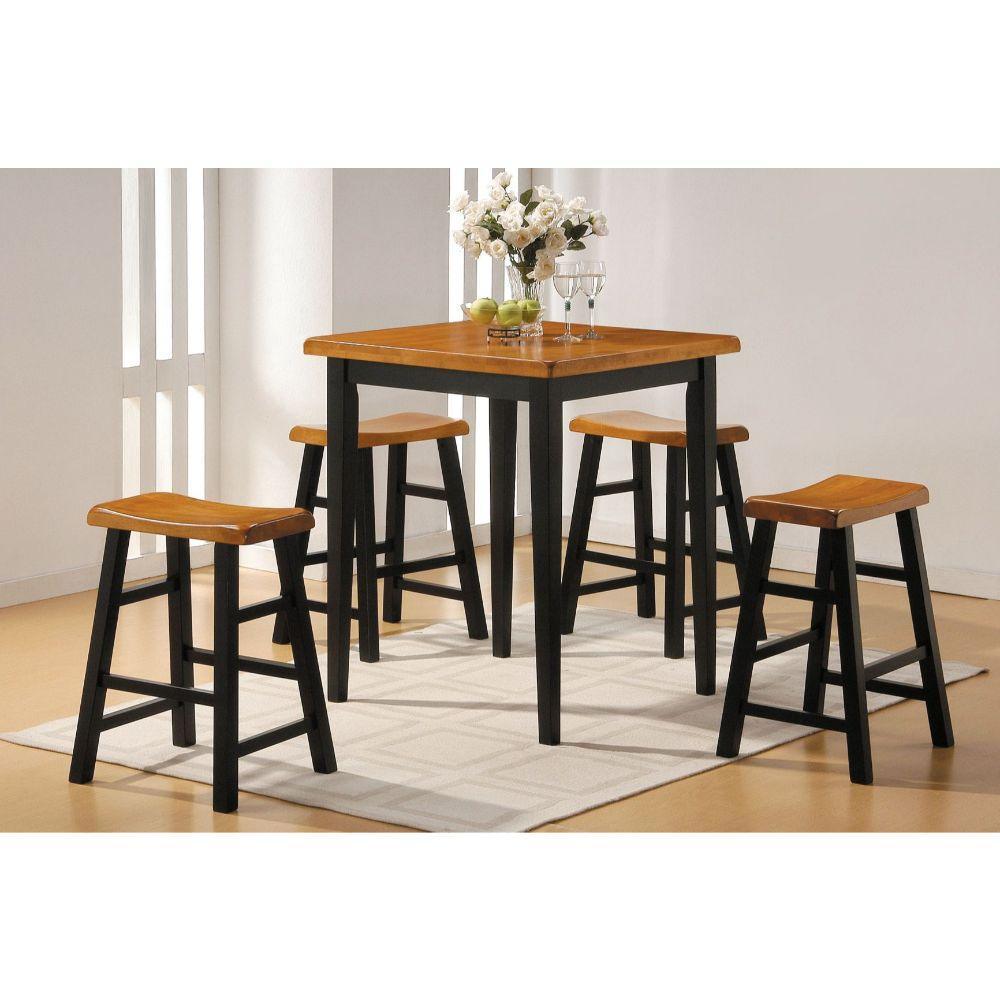 ACME Gaucho 5Pc Pack Counter Height Set, Oak & Black FredCo