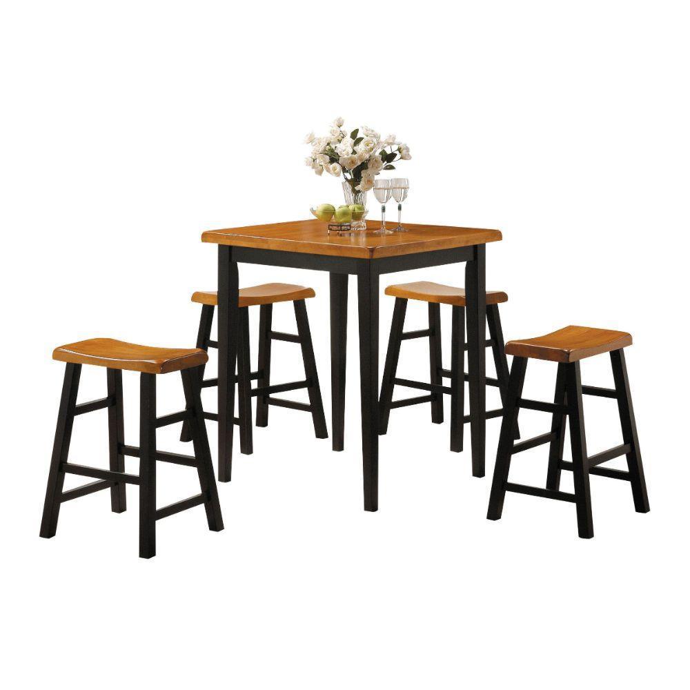ACME Gaucho 5Pc Pack Counter Height Set, Oak & Black FredCo