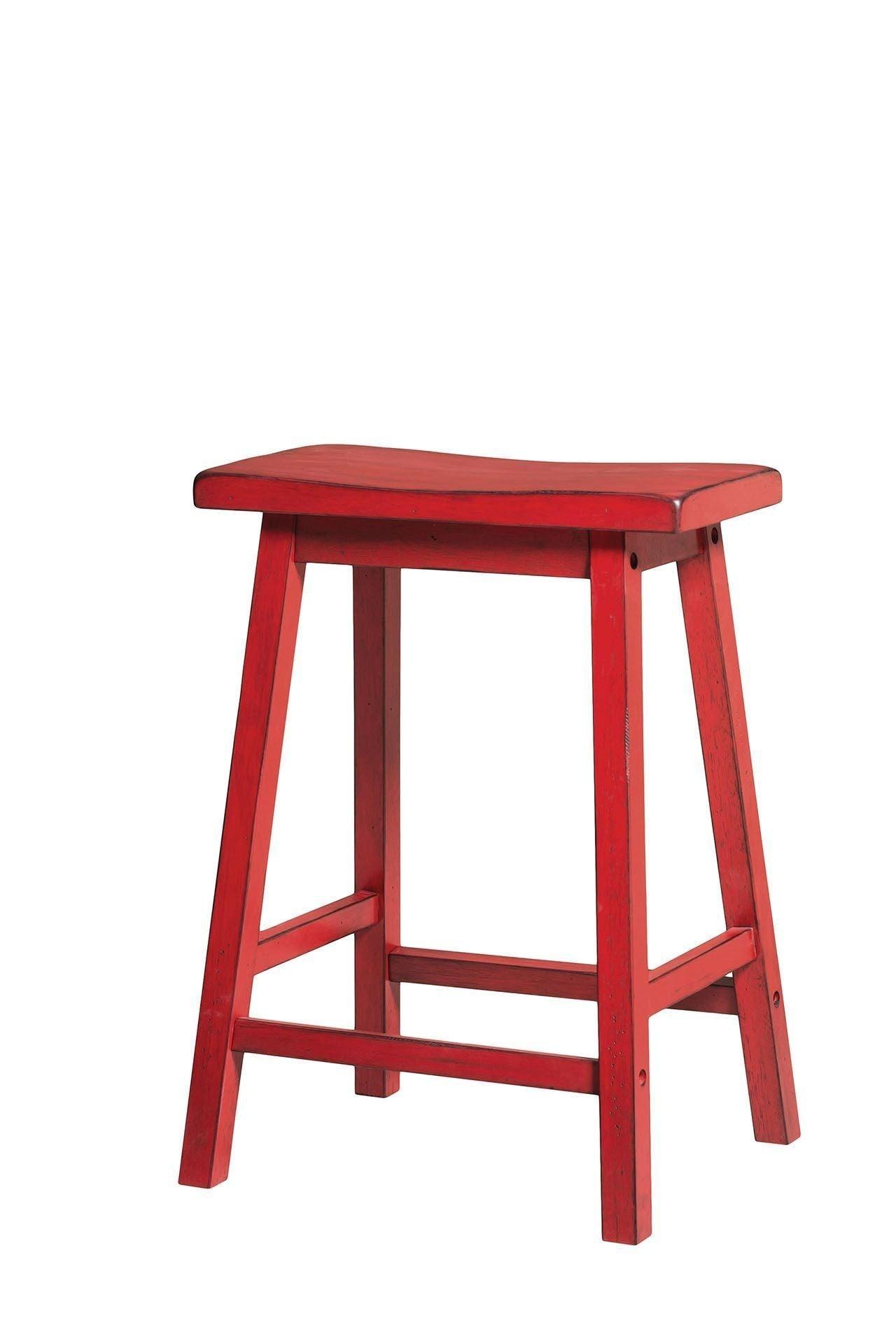 ACME Gaucho Counter Height Stool (Set-2), Antique Red, 24" Seat Height FredCo