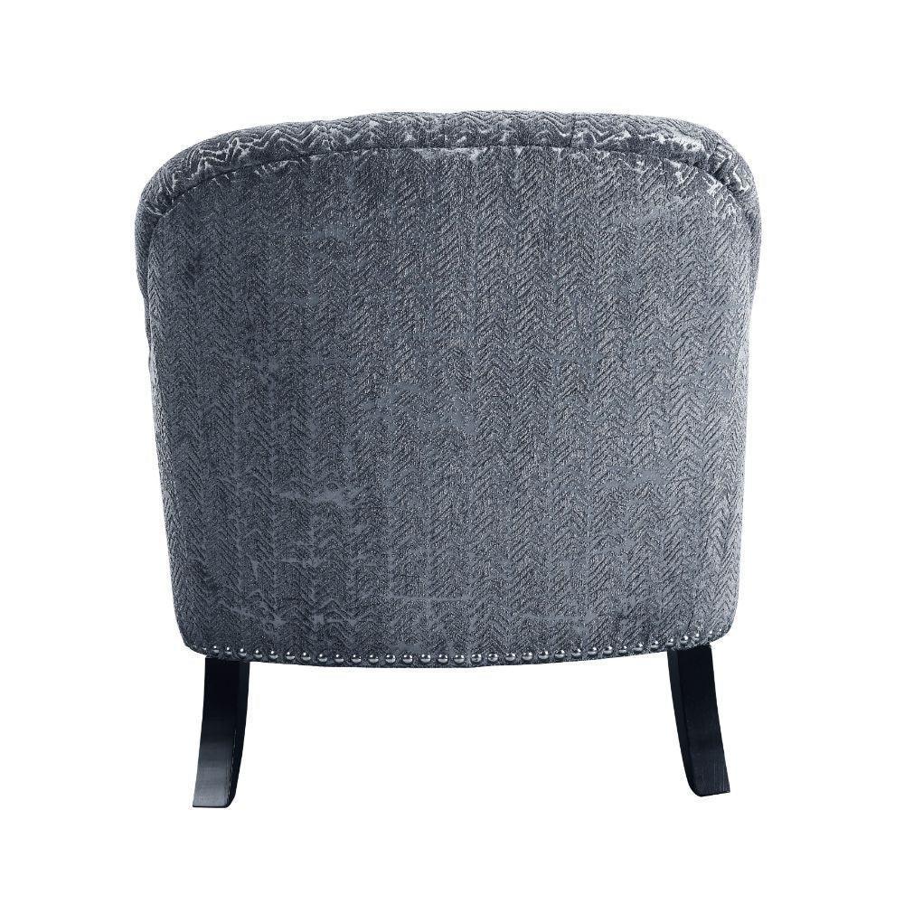 ACME Gaura Chair w/1 Pillow, Pattern Gray Velvet FredCo