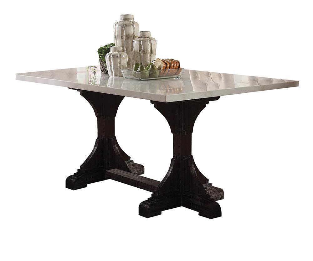 ACME Gerardo Dining Table, White Marble & Espresso FredCo
