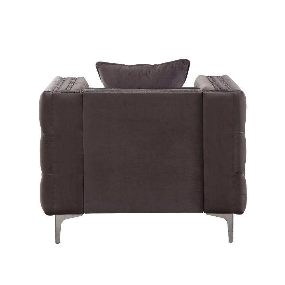 ACME Gillian II Chair w/1 Pillow, Dark Gray Velvet 53389 FredCo