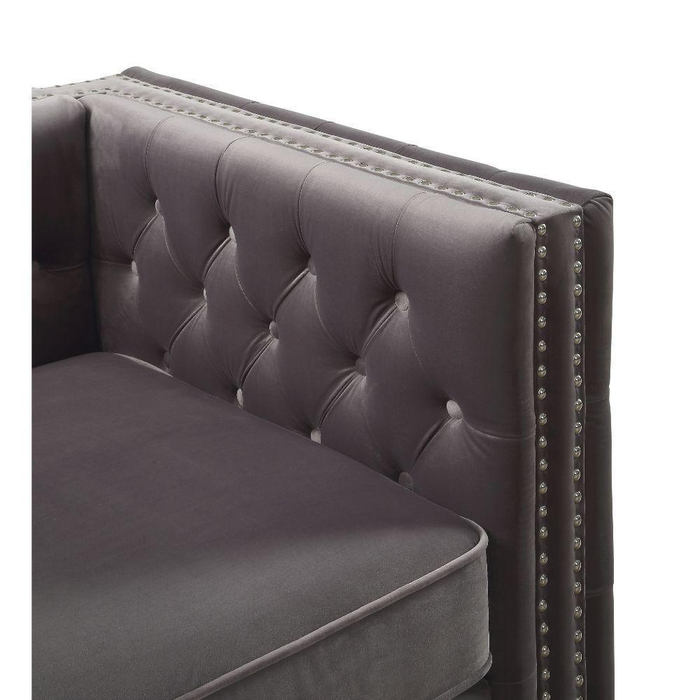ACME Gillian II Chair w/1 Pillow, Dark Gray Velvet 53389 FredCo