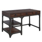 ACME Gorden Writing Desk, Espresso Oak Finish & Antique Black Metal FredCo