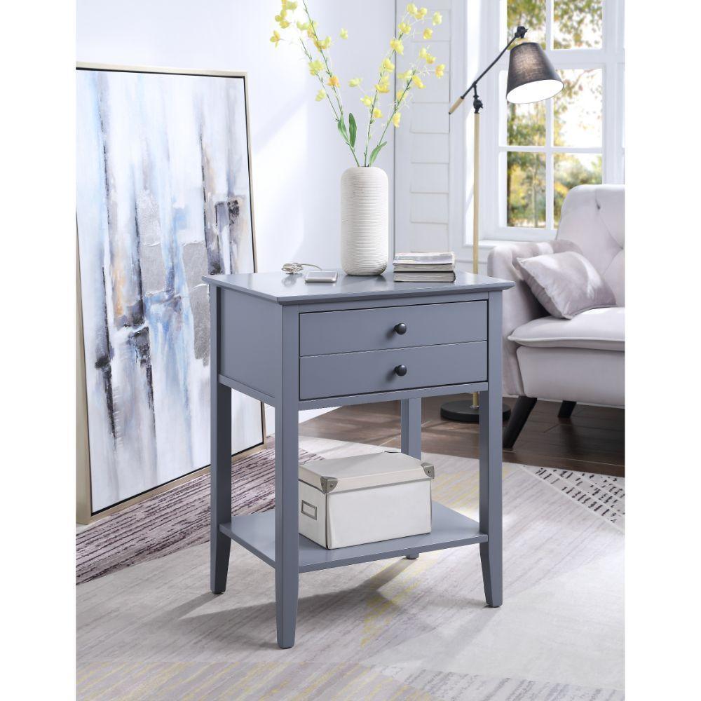 ACME Grardor Side Table (USB Charging Dock), Gray FredCo