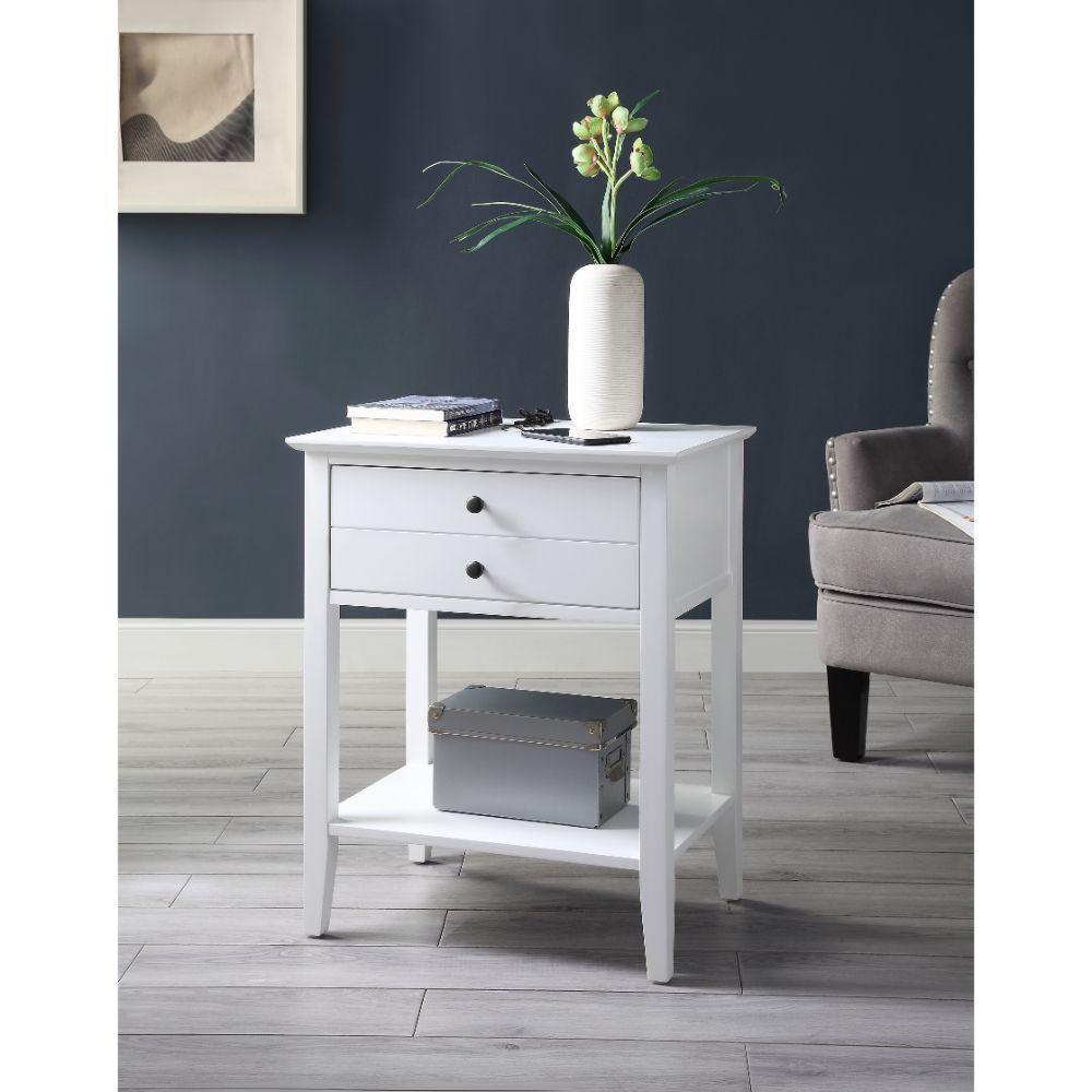 ACME Grardor Side Table (USB Charging Dock), White FredCo