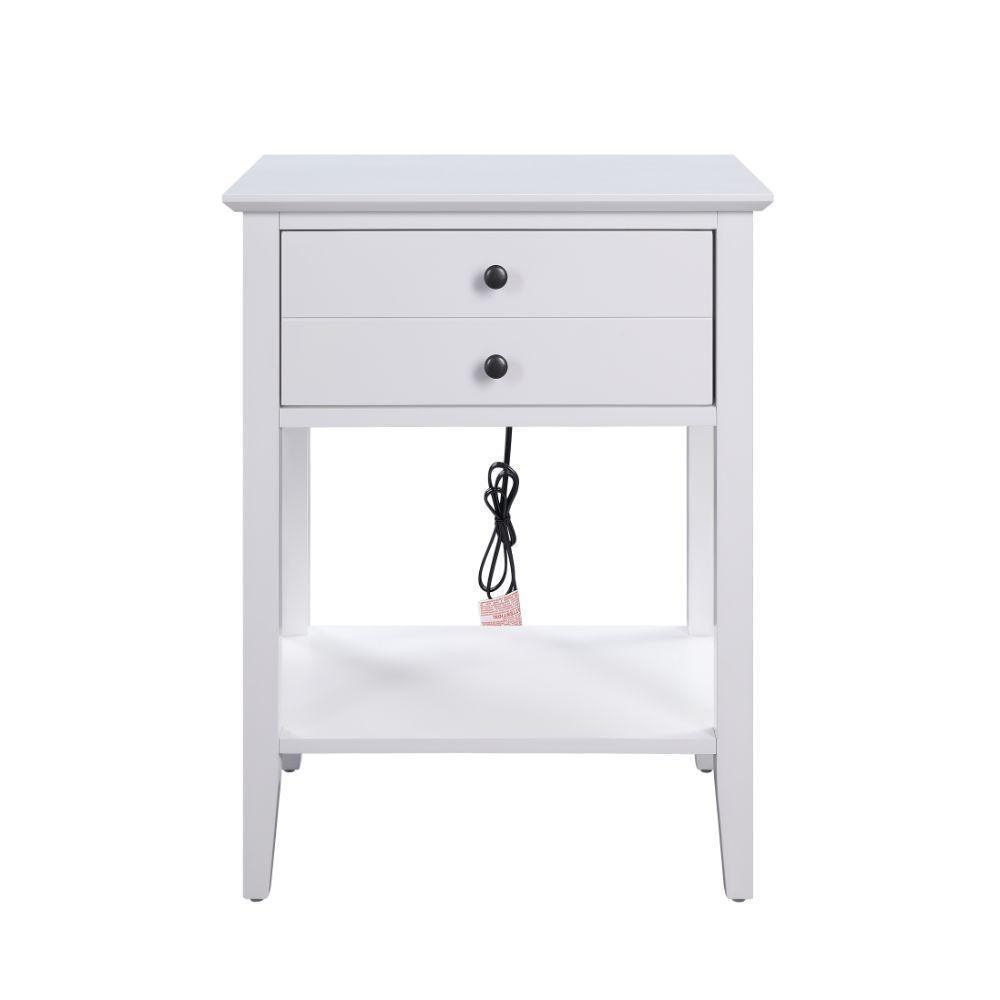 ACME Grardor Side Table (USB Charging Dock), White FredCo