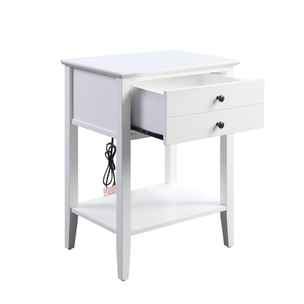 ACME Grardor Side Table (USB Charging Dock), White FredCo