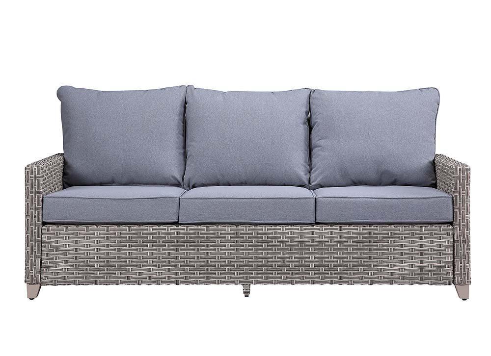 ACME Greeley 4PC Pack Patio Sofa Set, Gray Fabric & Gray Finish FredCo