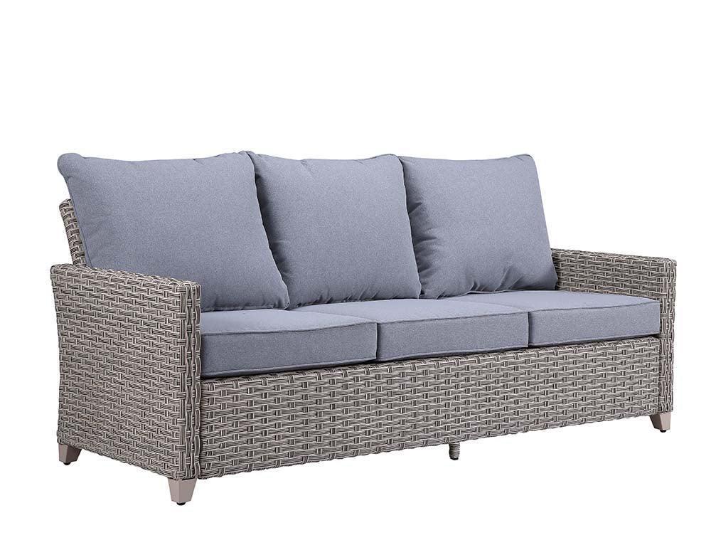 ACME Greeley 4PC Pack Patio Sofa Set, Gray Fabric & Gray Finish FredCo